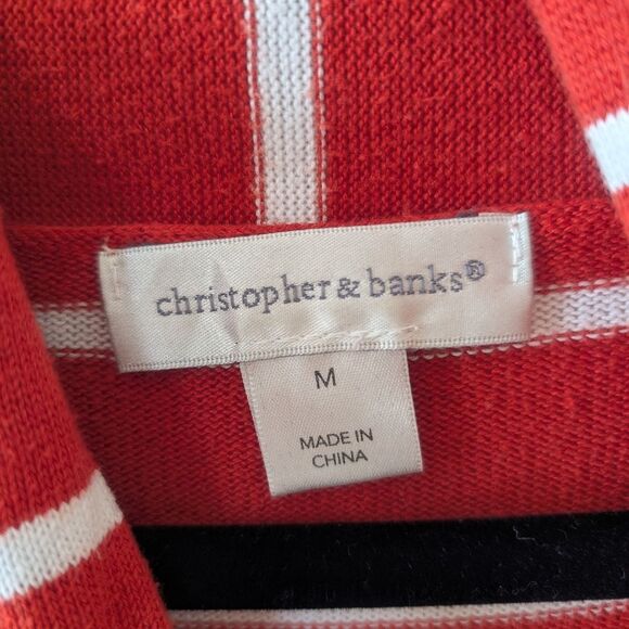 Christopher & Banks Cowl Neck Sweater Dress Long Sleeve Red White Striped Size M - Picture 5 of 6